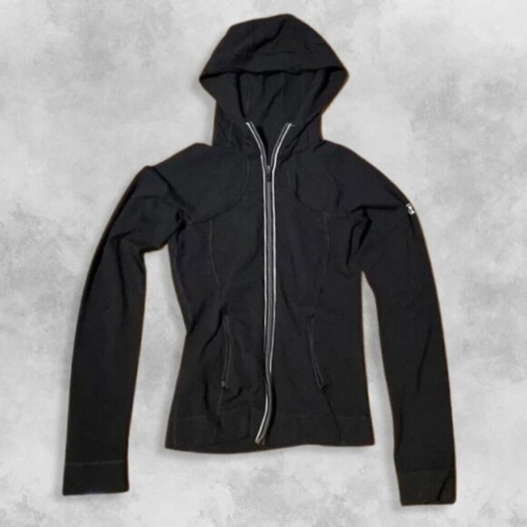 lululemon athletica Tops - Lululemon Full Zipper Hoodie Long Sleeve Slim Fit  Hip-Length Black Women's US 6